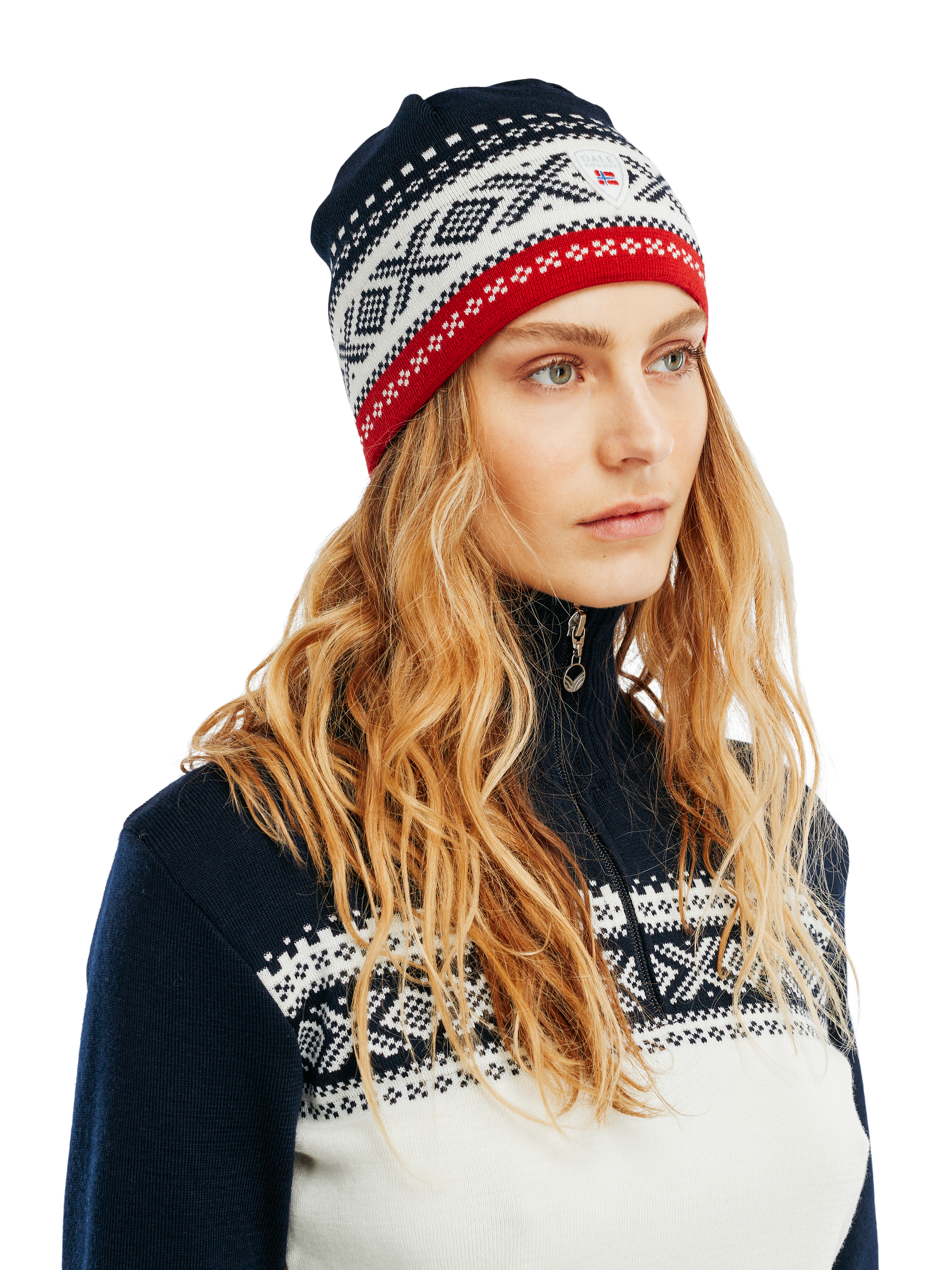 Dystingen unisex merino wool hat Navy Offwhite Raspberry