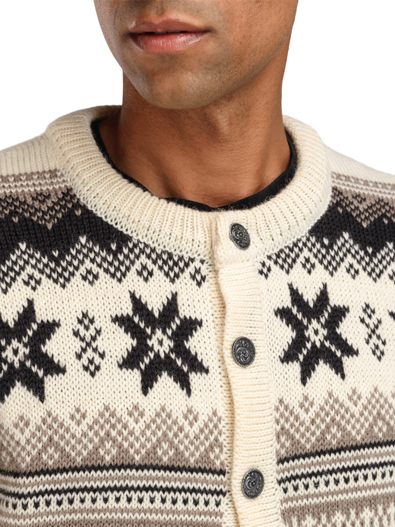 Veafjord Men's Jacket - Norwegian Wool Cream Mountainstone Coffee