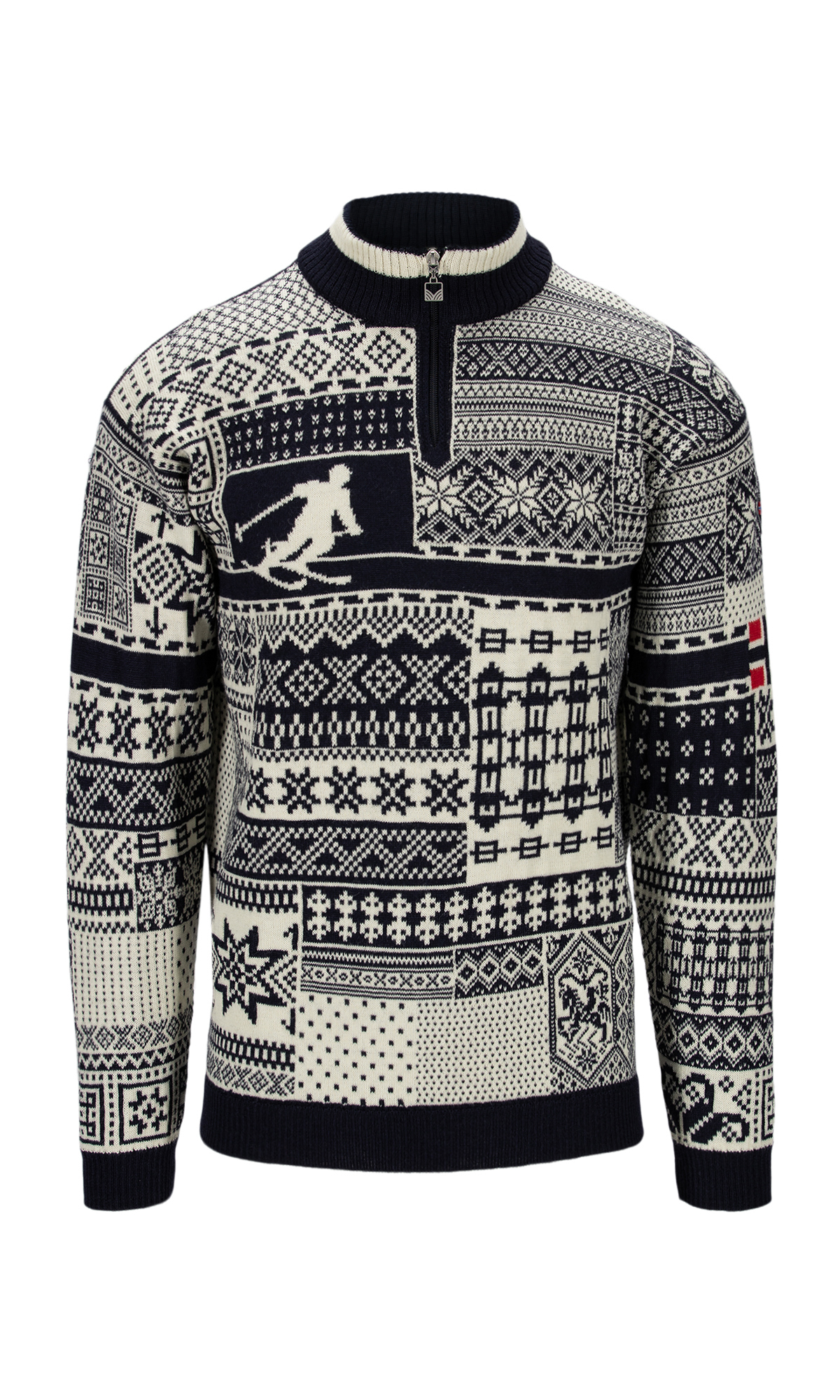 History Sweater - Norwegian Wool Navy Offwhite Raspberry