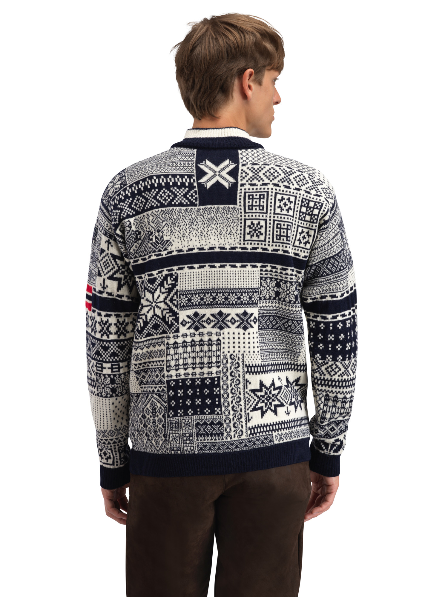 History Sweater - Norwegian Wool Navy Offwhite Raspberry