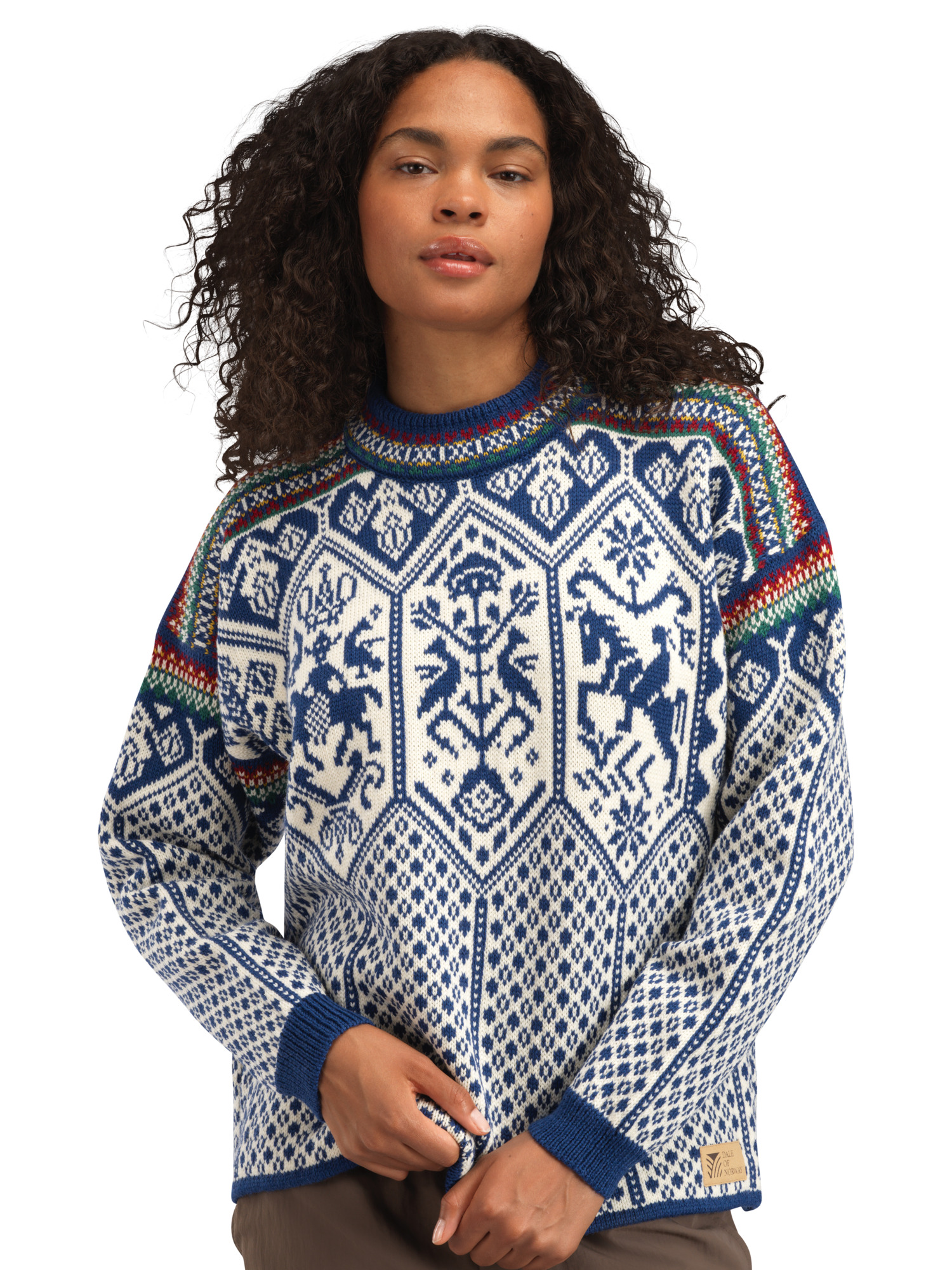 1994 Lillehammer women’s sweater Indigo Offwhite Mustard