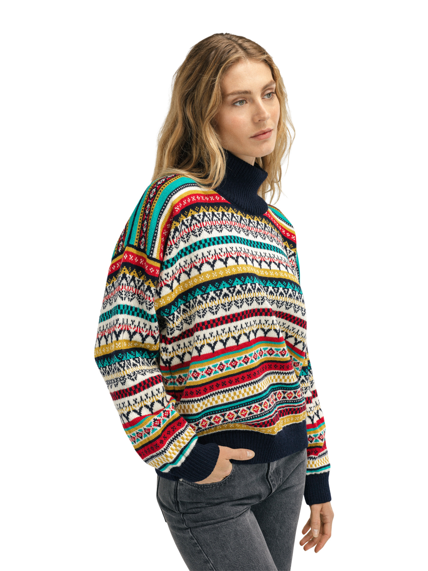 Utsira Women's Sweater Marine Offwhite Raspberry
