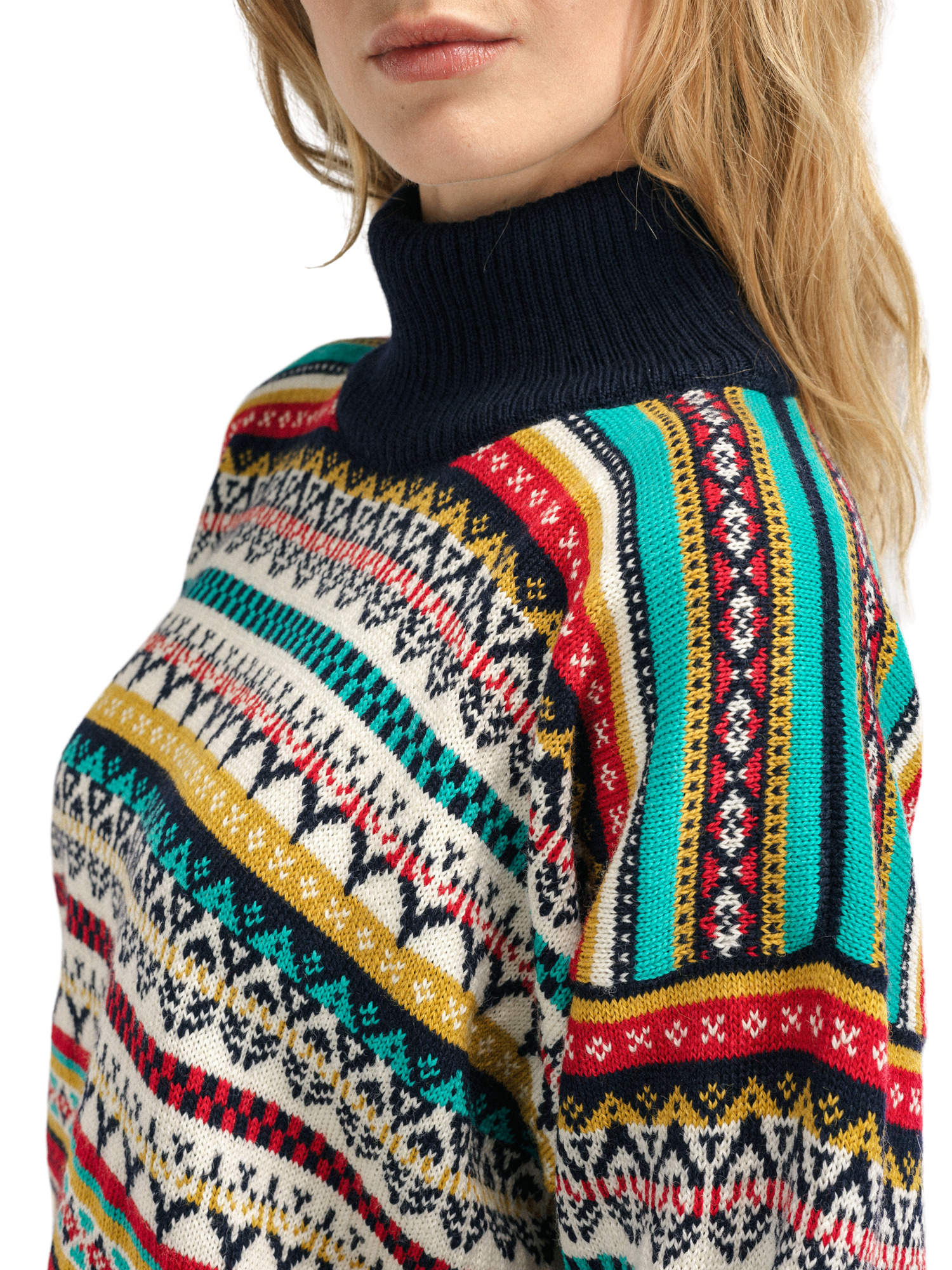 Utsira Women's Sweater Marine Offwhite Raspberry