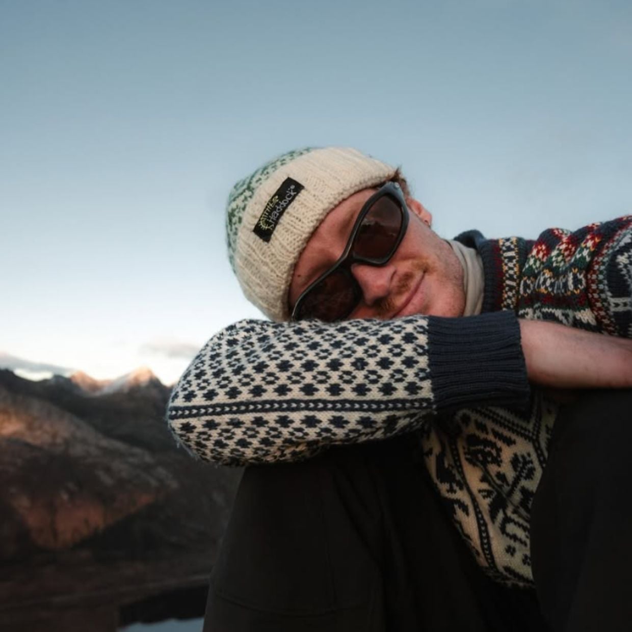 &Aring;dne Birkeland wearing the 1994 Olympic sweater from Dale of Norway