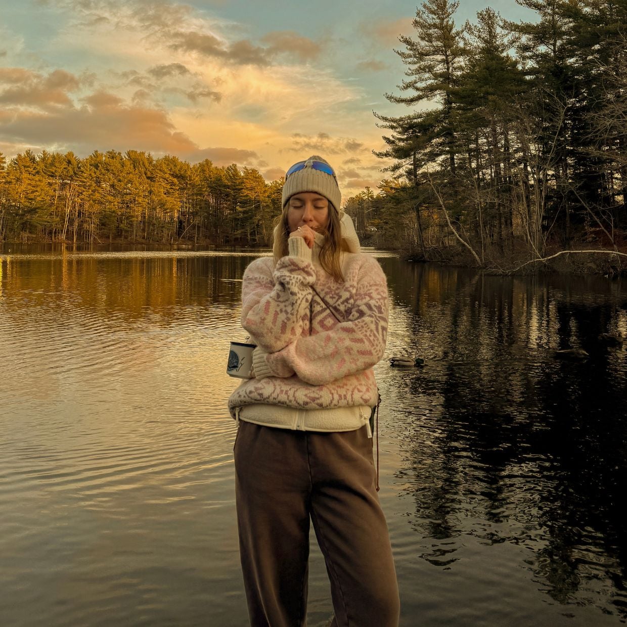 Canadian influencer Jodi Rubicheau wearing the Highland sweater