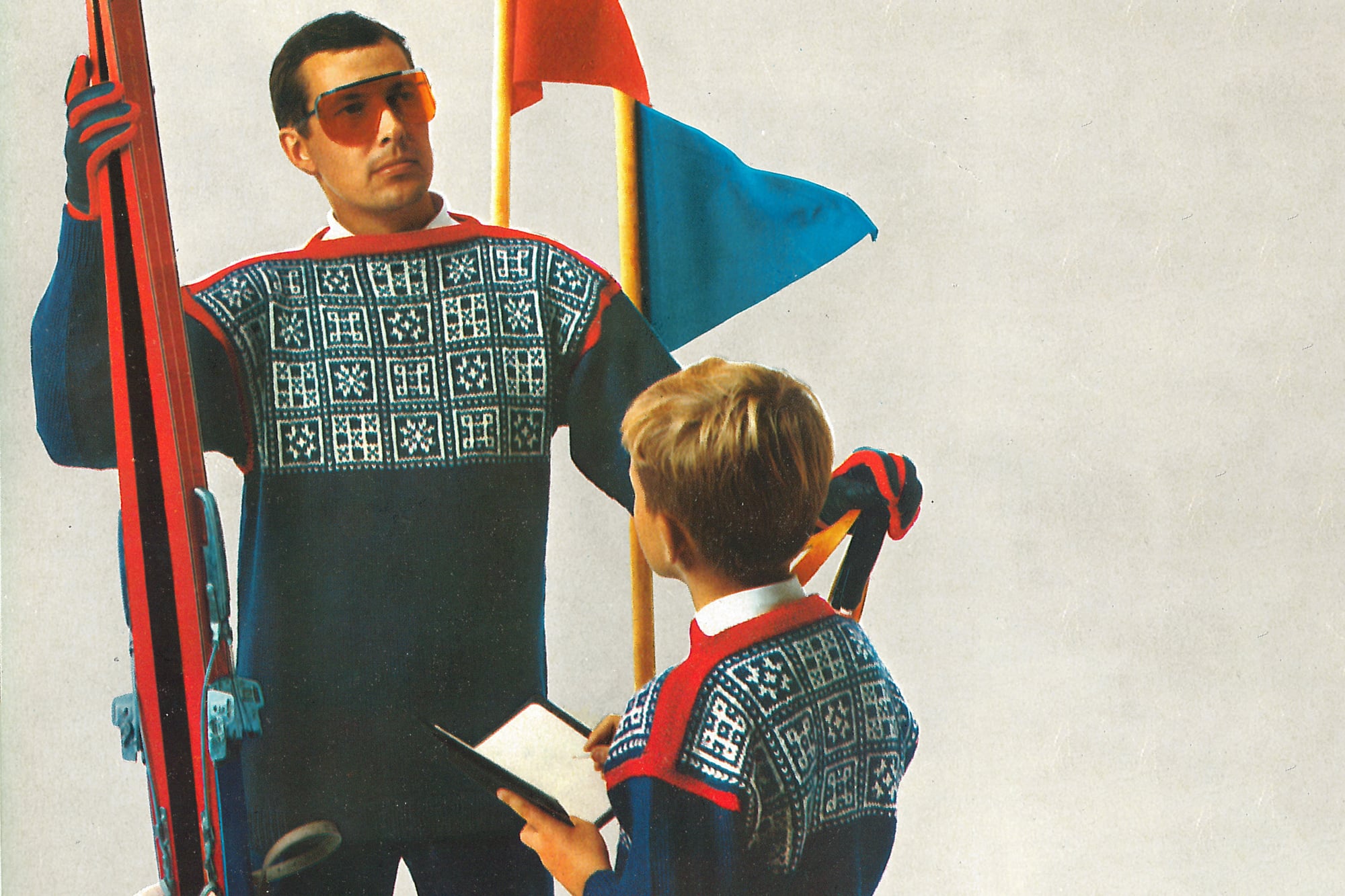 Male model wearing the Championship sweater from Dale of Norway World Ski Championships - Innsbruck, Austria.
